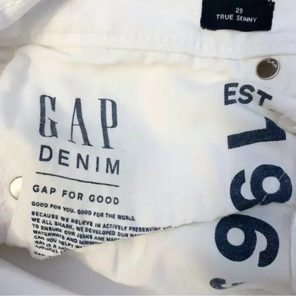 Gap White Wash True Skinny Jeans Size 29 Stretch Fitted Denim Coastal Summer - Picture 5 of 9